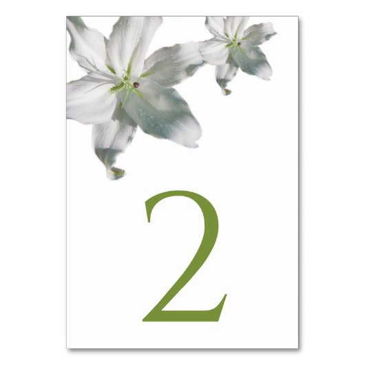 Elegant White Lilies Wedding Table Number Kaart (Achterkant)