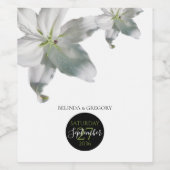 Elegant White Lilies Wedding Wijn Etiket (Enkel label)