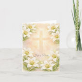 Elegant White Lily Cross Easter Christian Religion Feestdagen Kaart (Voorkant)