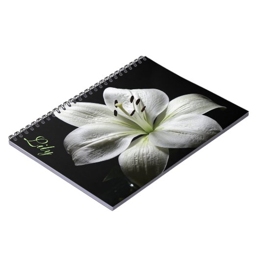 Elegant White Lily Notitieboek *personalize* (Linkerzijde)