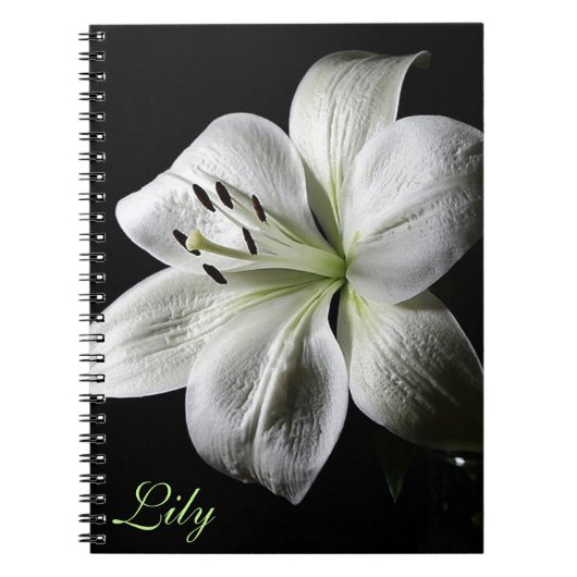 Elegant White Lily Notitieboek *personalize* (Voorkant)
