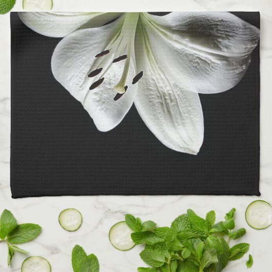 Elegant White Lily Towel *Personalize* Theedoek (Gevouwen)