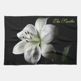 Elegant White Lily Towel *Personalize* Theedoek
