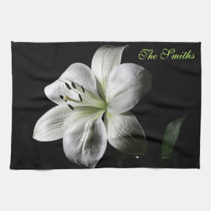 Elegant White Lily Towel *Personalize* Theedoek