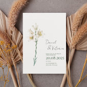 Elegant White Lily Wedding Invitation Kaart