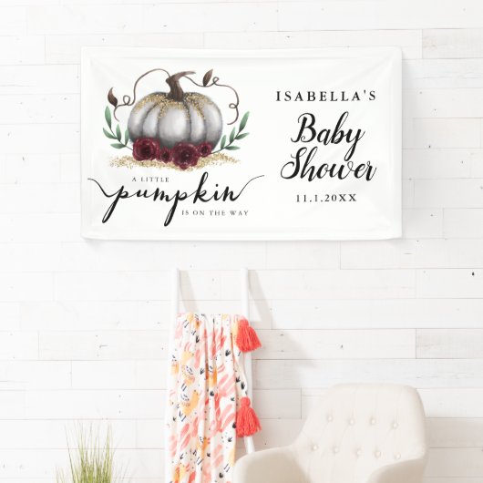 Elegant White Little Pumpkin Baby shower Spandoek (Insitu)