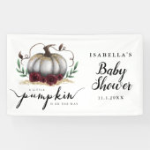 Elegant White Little Pumpkin Baby shower Spandoek (Horizontaal)