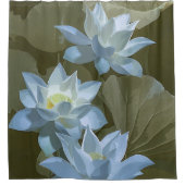 Elegant White Lotus Acryllic Artwork | Douchegordijn (Voorkant)