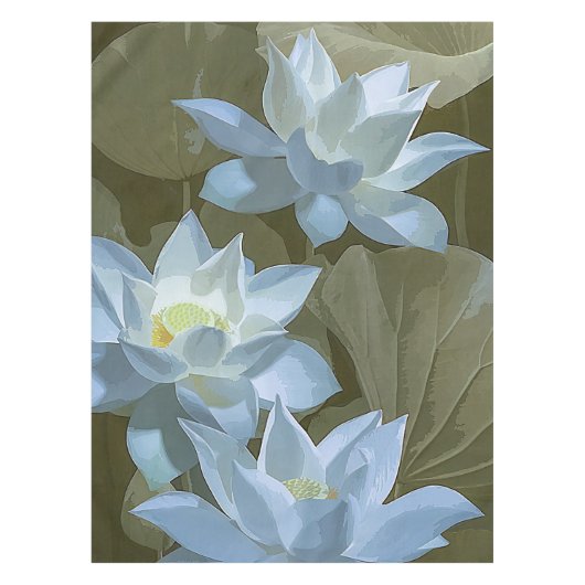 Elegant White Lotus Acryllic Artwork | Tafelkleed (Voorkant)