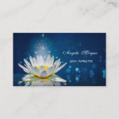 Elegant White Lotus Blue Yoga Instructor Visitekaartje (Voorkant)