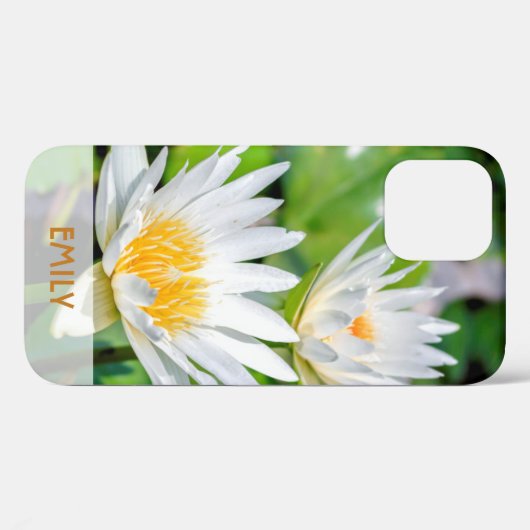 Elegant White Lotus Flower Name Persoonlijk Case-Mate iPhone Case (Achterkant (horizontaal))