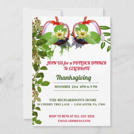 Elegant White Lotus Pumpkins Thanksgiving Dinner Kaart (Voorkant)