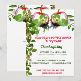 Elegant White Lotus Pumpkins Thanksgiving Dinner Kaart