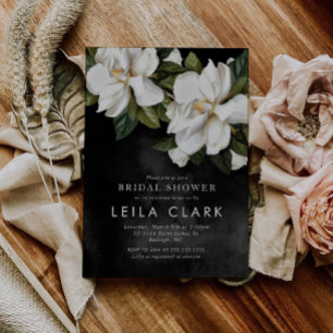 Elegant White Magnolia Bridal Shower Invitation