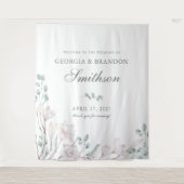 Elegant White Magnolia en Eucalyptus Wedding Wandkleed (Voorkant)