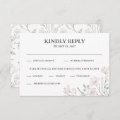 Elegant White Magnolia Eucalyptus RSVP Informatiekaartje (Voorkant / Achterkant)