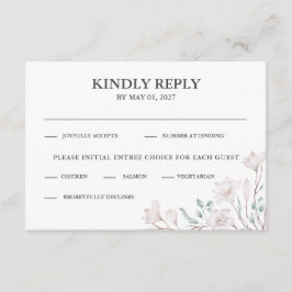 Elegant White Magnolia Eucalyptus RSVP Informatiekaartje