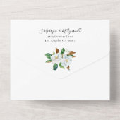 Elegant White Magnolia Floral Wedding All In One Uitnodiging (Achterkant)