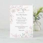 Elegant White Magnolia Floral Wedding Invitation Kaart (Staand voorkant)