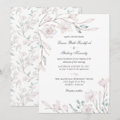 Elegant White Magnolia Floral Wedding Invitation Kaart (Voorkant / Achterkant)