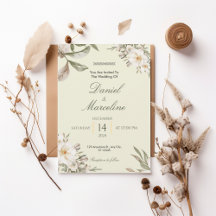 Elegant White Magnolia Floral Wedding Invitation