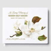 Elegant White Magnolia Flower Funeral Memorial Gastenboek (Voorkant)