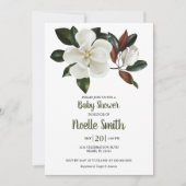 Elegant White Magnolia Flowers, Baby shower Kaart (Voorkant)