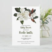 Elegant White Magnolia Flowers, Baby shower Kaart (Staand voorkant)