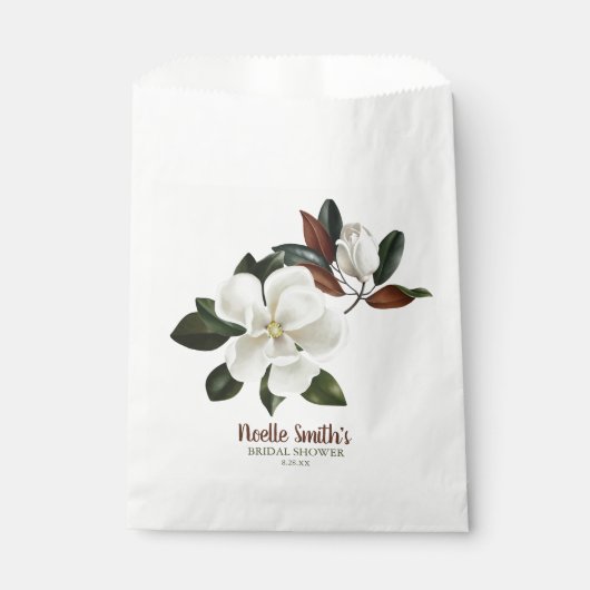 Elegant White Magnolia Flowers, Vrijgezellenfeest Bedankzakje (Voorkant)
