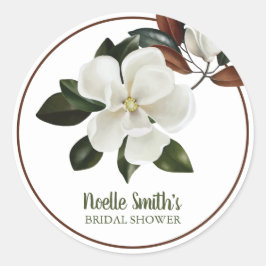 Elegant White Magnolia Flowers, Vrijgezellenfeest Ronde Sticker