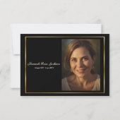 Elegant White Magnolia Gold Black Sympathy Funeral Bedankkaart (Achterkant)