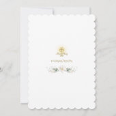 Elegant White Magnolia Gold First Heilige Communie Kaart (Achterkant)