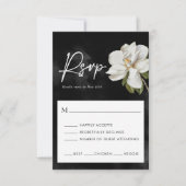 Elegant White Magnolia RSVP-kaart RSVP Kaartje (Voorkant)