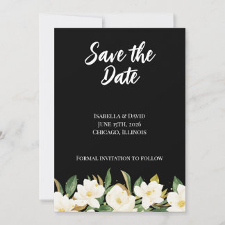 Elegant White Magnolia Save The Date