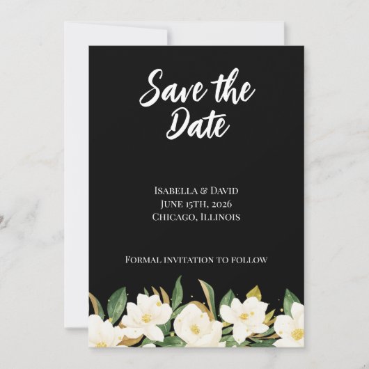 Elegant White Magnolia Save The Date (Voorkant)