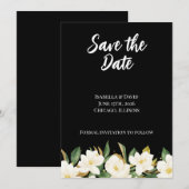 Elegant White Magnolia Save The Date (Voorkant / Achterkant)