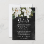 Elegant White Magnolia Wedding Details Kaart (Voorkant)
