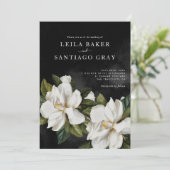 Elegant White Magnolia Wedding Invitation (Staand voorkant)
