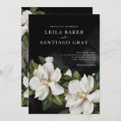 Elegant White Magnolia Wedding Invitation (Voorkant / Achterkant)