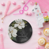 Elegant White Magnolia Wedding Papieren Bordje (Feest)