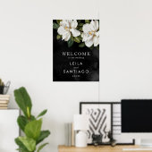 Elegant White Magnolia Wedding Welcome Poster Sign (Thuiskantoor)
