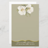 Elegant White Magnolias Custom Stationery Briefpapier (Voorkant / Achterkant)