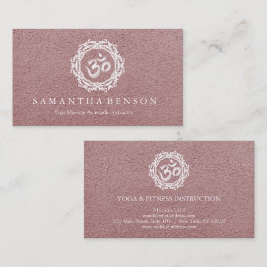 Elegant white Mandala Art Om Logo Yoga Visitekaartje (Voorkant / Achterkant)