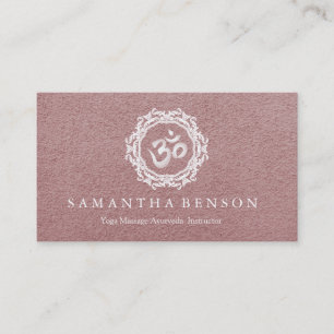 Elegant white Mandala Art Om Logo Yoga Visitekaartje