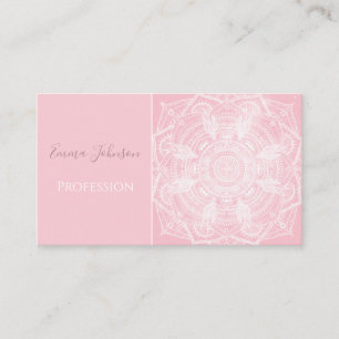 Elegant White Mandala Pink Nebula Design Visitekaartje
