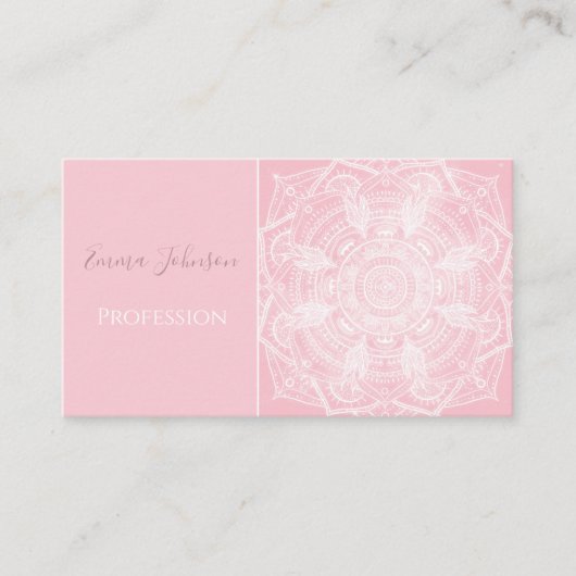 Elegant White Mandala Pink Nebula Design Visitekaartje (Voorkant)