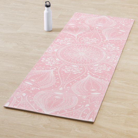 Elegant White Mandala Roze Design Yogamat (In situ)