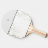 Elegant White Marble and Diamond Kijk Tafeltennisbatje (Zijkant)