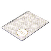 Elegant White Marble and Gold Quatrefoil Wedding Notitieboek (Linkerzijde)