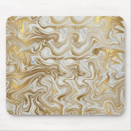 Elegant White Marble and Liquid Gold Swirl Mousepa Muismat